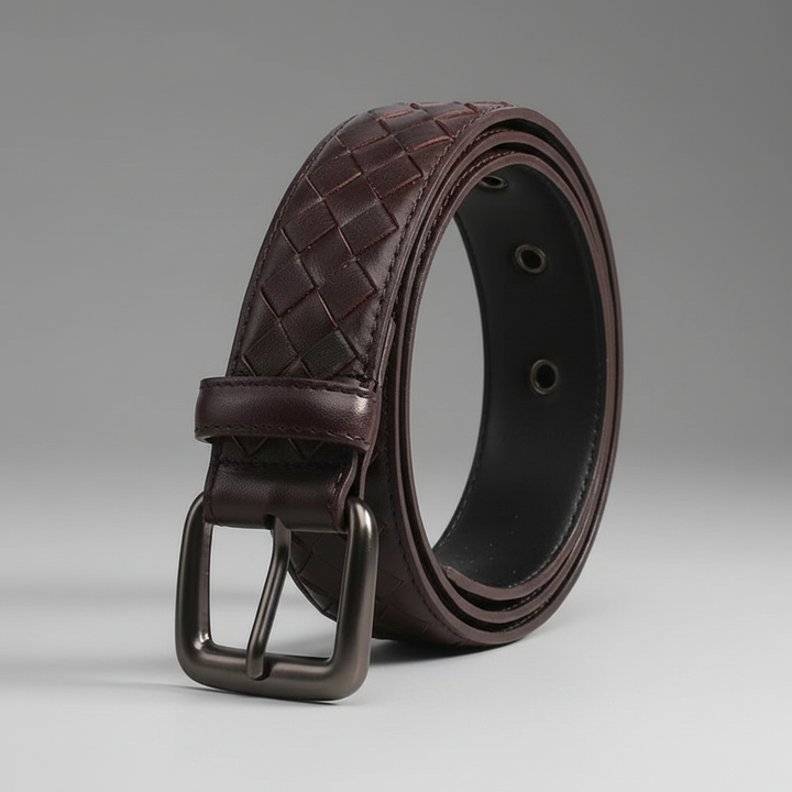 Woven Leather Belt, Unisex, Adjustable Fit